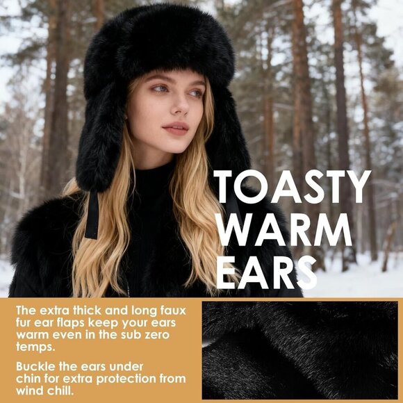 Unisex Off-white Trapper Hat with Ear Flaps Winter Russian Style Windproof main image 7